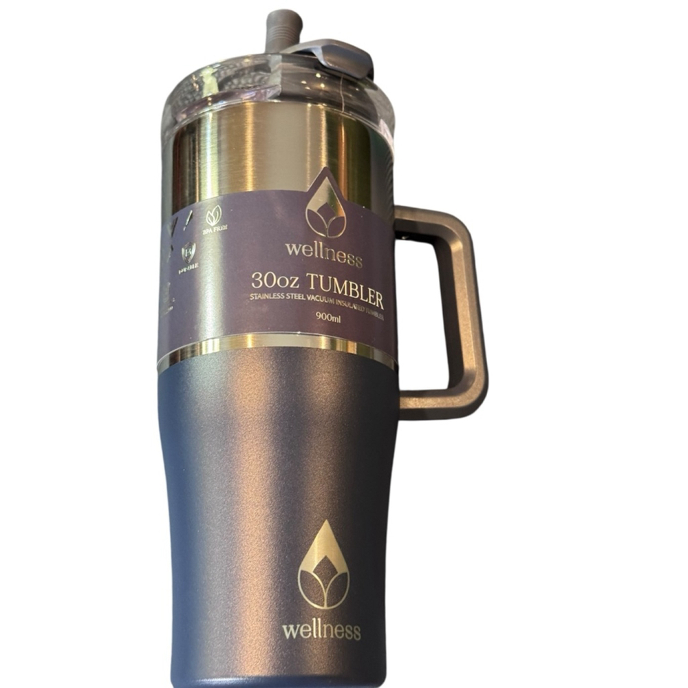 Unisex Wellness Tumbler 30oz Blue Silver